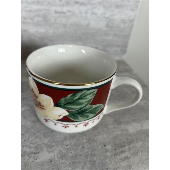 Gibson Everyday China Sweet Magnolia Pattern Cup Mug Set Of 4 - Picture 5 of 16